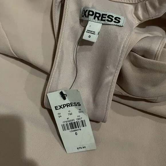 NWTS Pink Mini Dress Mock Neck Keyhole Sleeveless Sheath black lace Sz 0 Express - Picture 7 of 11